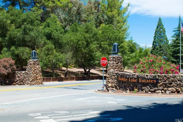 a front view of a house with lots of trees and flowers
