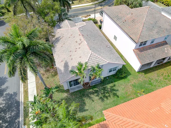 an aerial view of a house