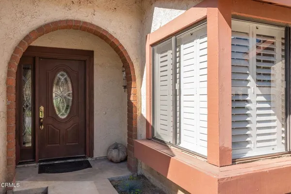 a view of a door with glass door