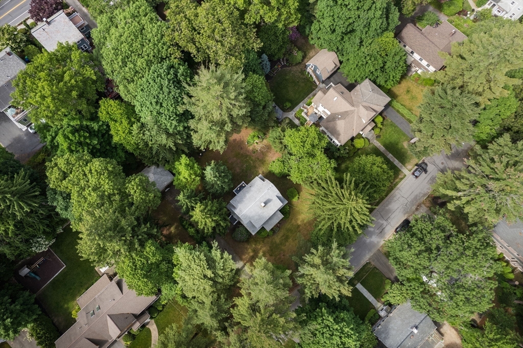 81 Avalon Road Newton, MA 02468 - Photo 36 of 38 an aerial view of a house with a yard and garden