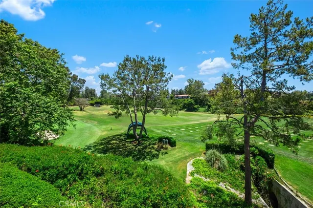 a view of a golf course with a tree