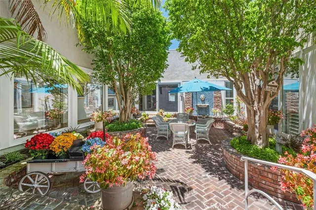 a front view of a house with patio
