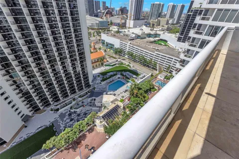 a view of balcony with city view
