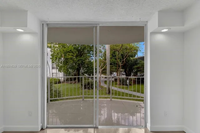 a view of a building from a balcony