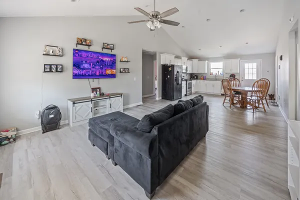 a living room with furniture