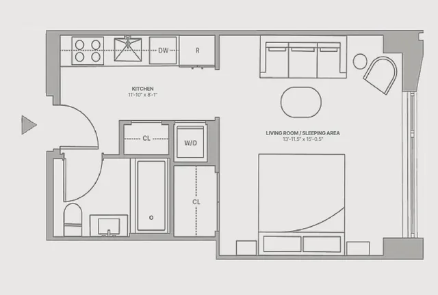 a view of a building with sitting area