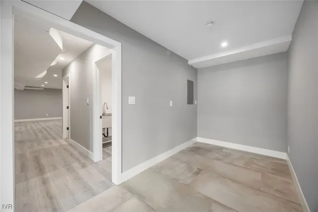 a view of an empty walk in closet