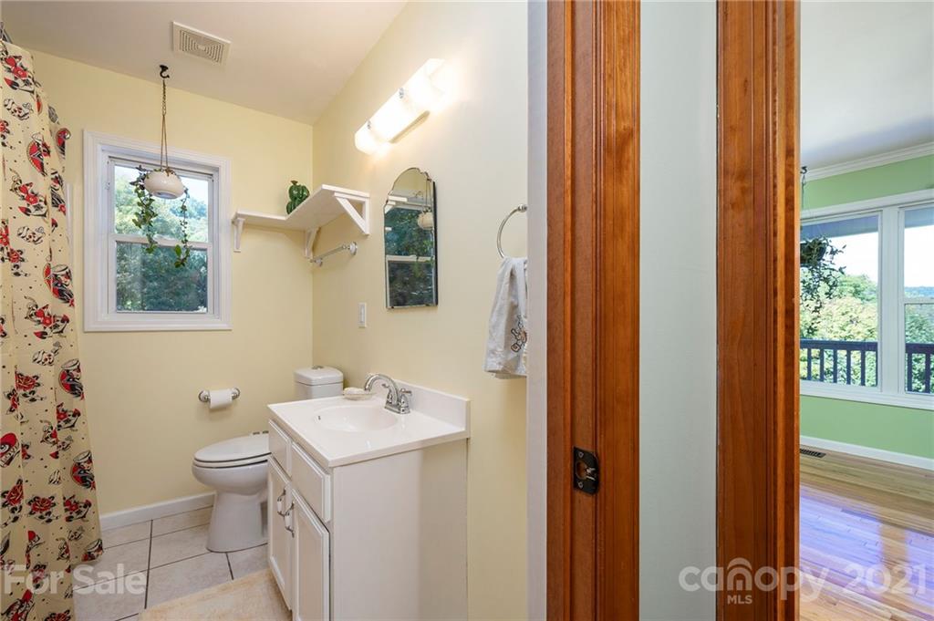 1747 Secluded Valley Road Marshall, NC 28753 - Photo 11 of 33 a bathroom with a sink and mirror with toilet