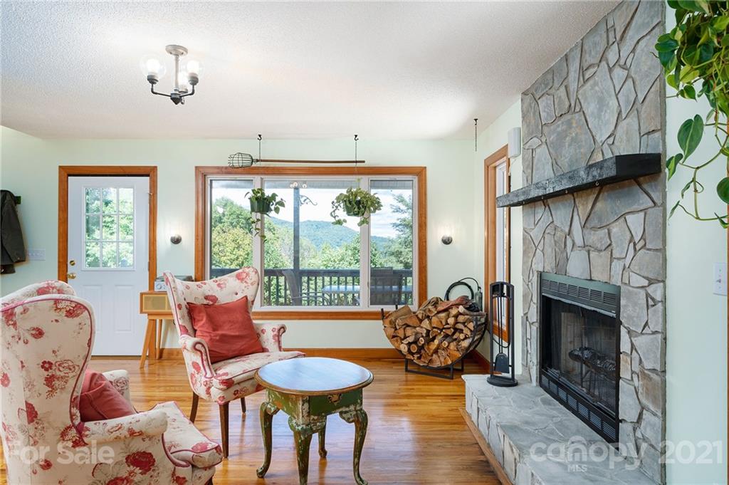 1747 Secluded Valley Road Marshall, NC 28753 - Photo 5 of 33 a living room with furniture and a fireplace