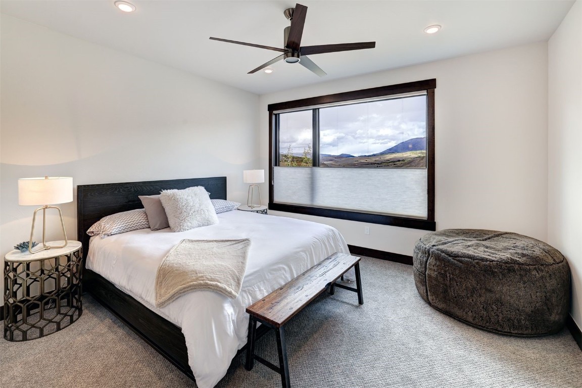 160 Vendette Road Silverthorne, CO 80498 - Photo 30 of 50 Carpeted bedroom featuring a ceiling fan and recessed lighting