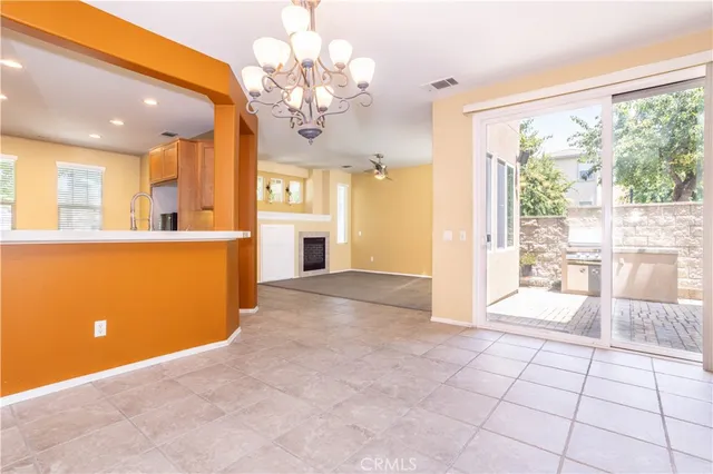a view of a livingroom with a chandelier