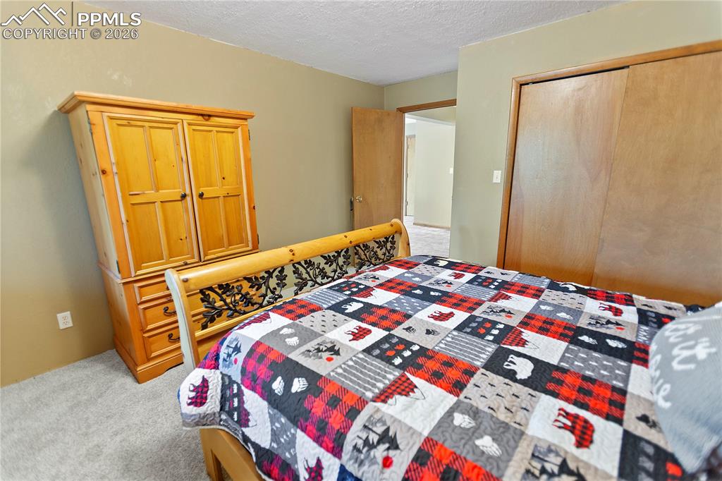 566 Spring Valley Drive Divide, CO 80814 - Photo 24 of 30 a bedroom with a bed and wooden floor