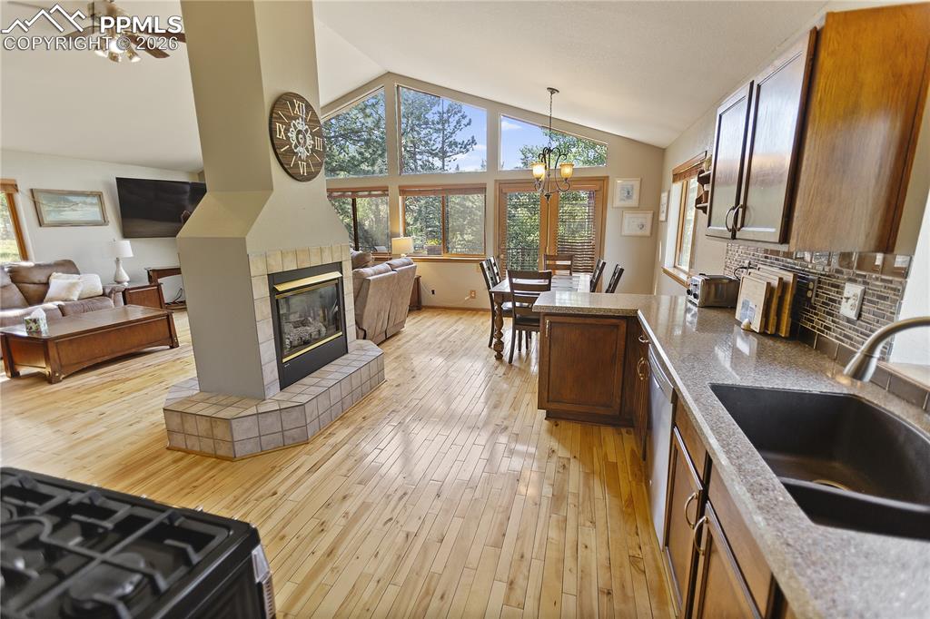 566 Spring Valley Drive Divide, CO 80814 - Photo 8 of 30 a kitchen with a sink appliances and wooden floor