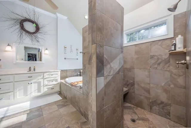 a view of a backyard with a garden