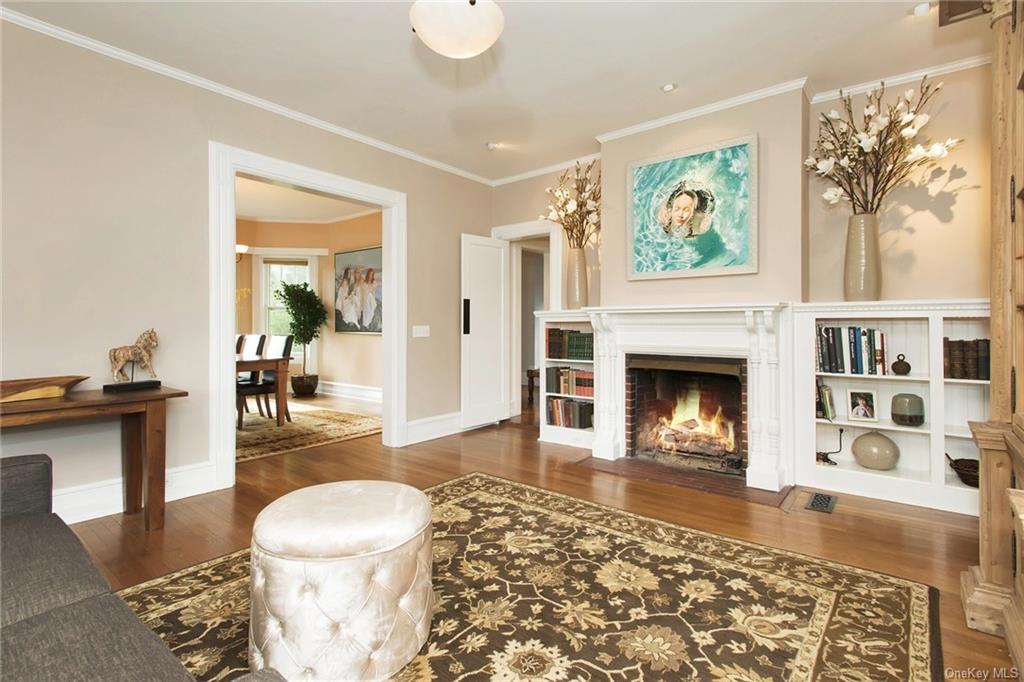 Living Room with Original Fireplace