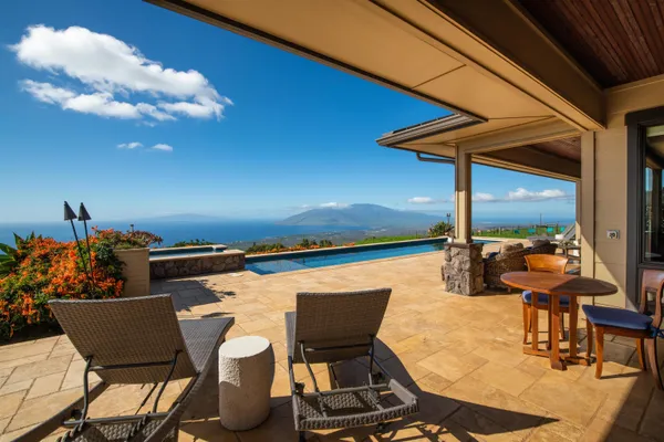 a view of swimming pool with mountain view