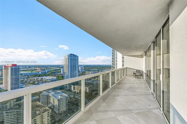 a view of a city from a balcony