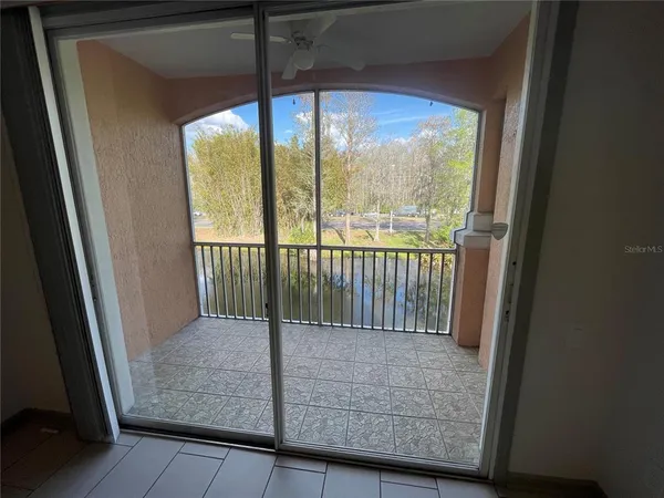 a view of a glass door