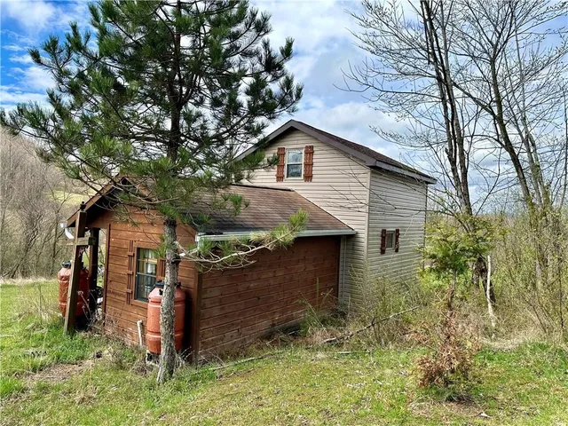 a backyard of a house with lots of green space