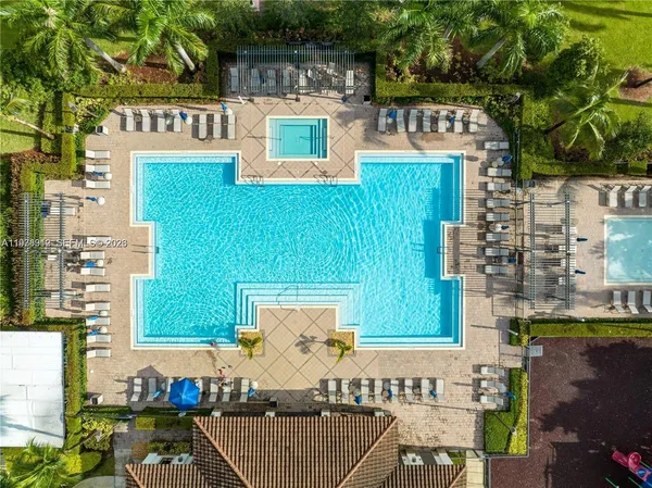 an outdoor space with swimming pool
