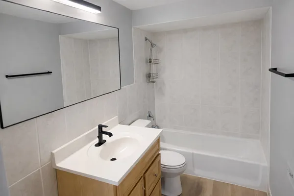 a bathroom with a sink a toilet and a bathtub