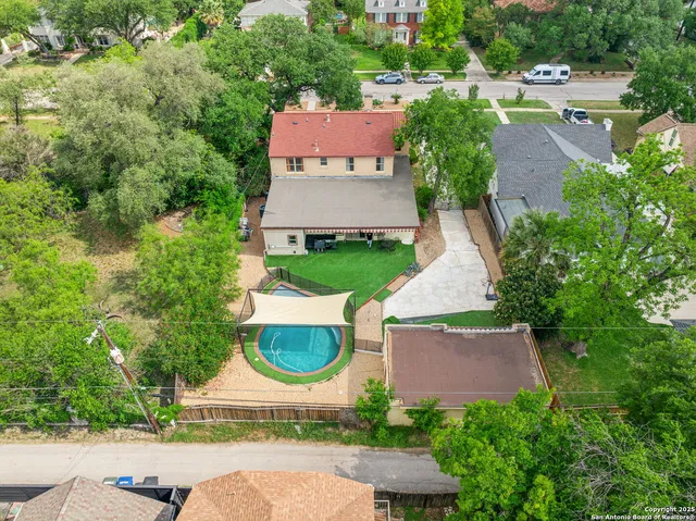 an aerial view of a house