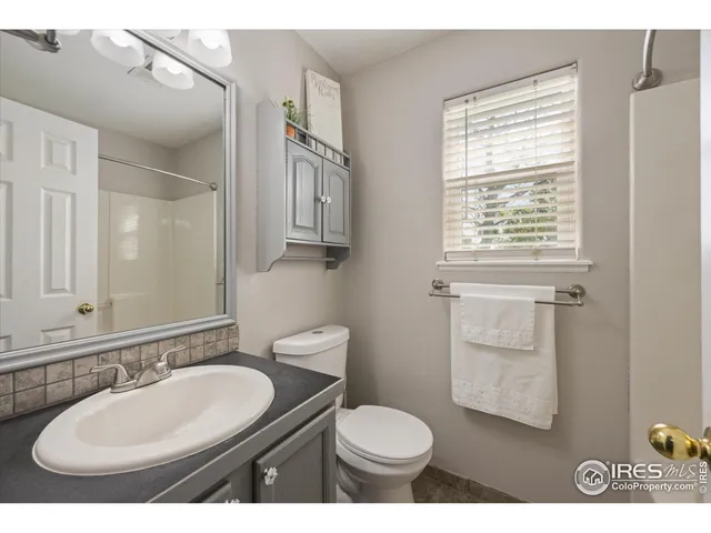 a bathroom with a sink toilet a mirror and vanity