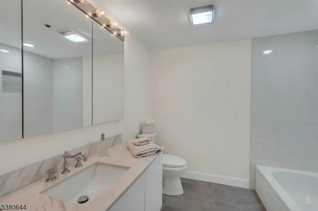 a bathroom with a bathtub