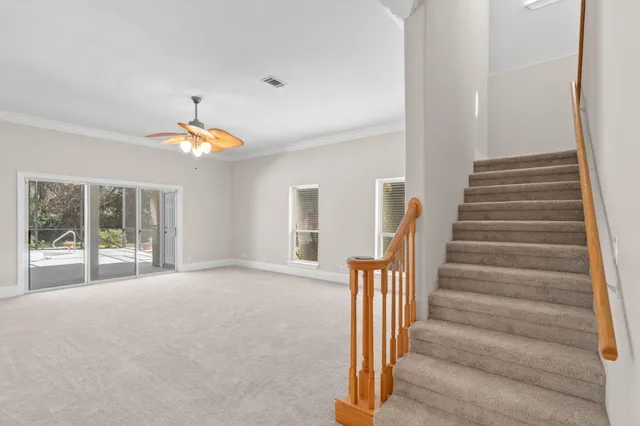 a view of a room with racks on the wall