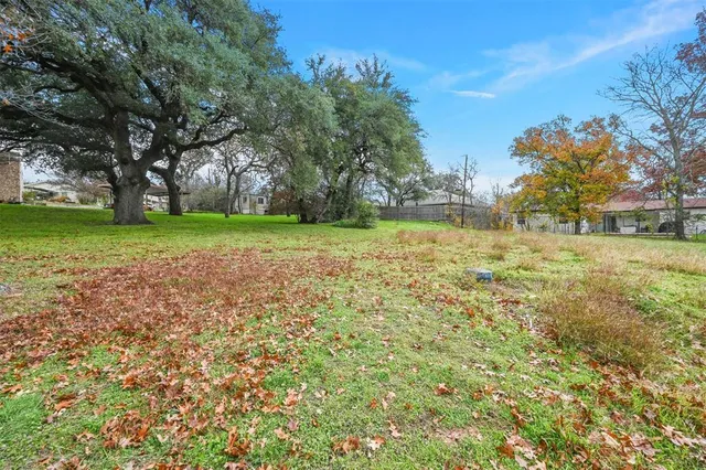 a view of a field with trees