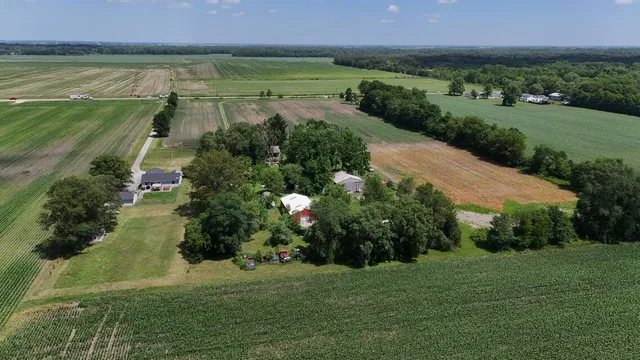 a view of a lake with a yard