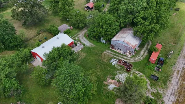 an aerial view of a house