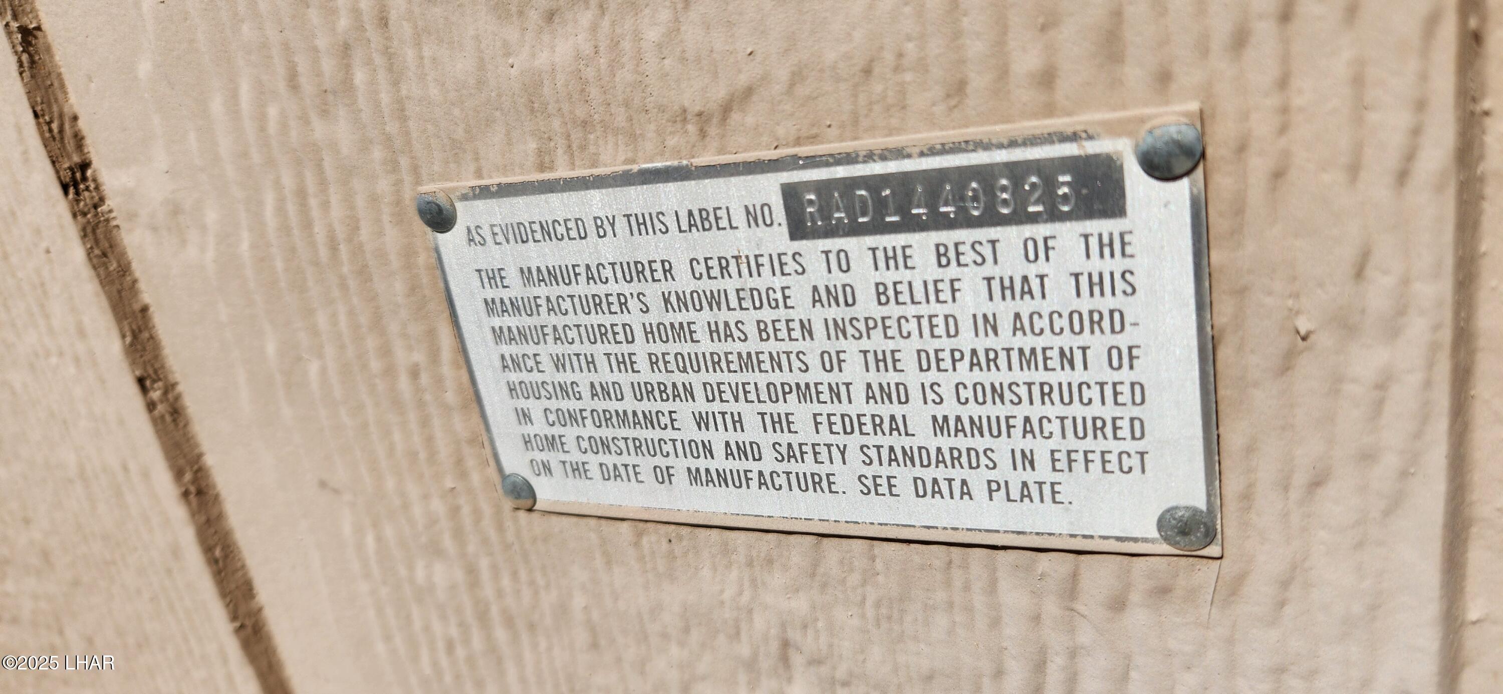 1545 East El Rodeo Road, Unit LOT 18 Fort Mohave, AZ 86426 - Photo 46 of 78 Mobile home tags