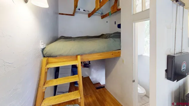 a view of a porch with seating space