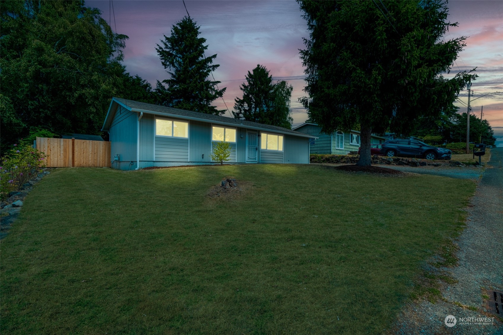 a house view with a garden space