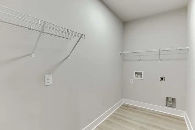 a view of a room with racks on the wall