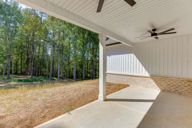 a view of backyard with green space