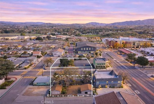 a view of a city with mountains