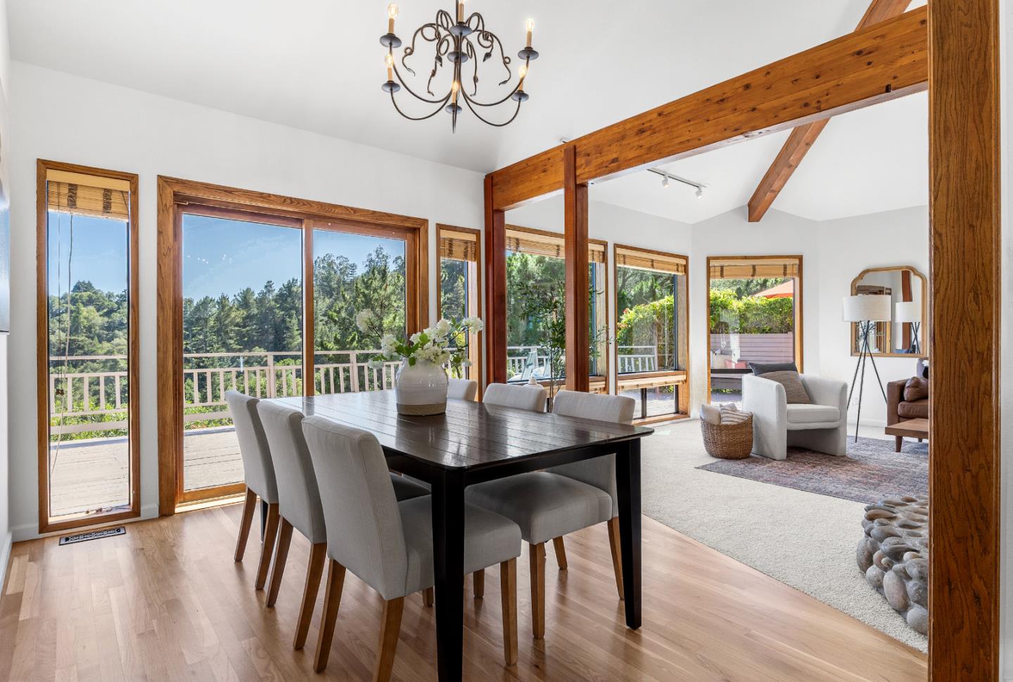 220 Hidden Valley Ridge Soquel, CA 95073 - Photo 16 of 66 a view of a dining room with furniture large windows and wooden floor