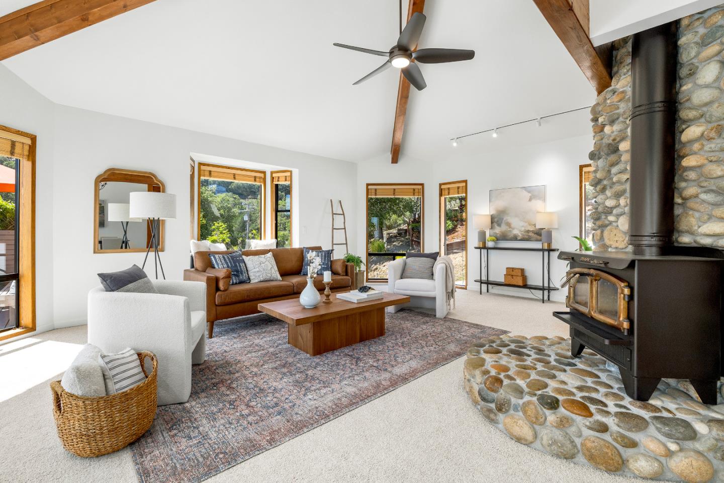 220 Hidden Valley Ridge Soquel, CA 95073 - Photo 7 of 66 a living room with furniture fireplace and a large window