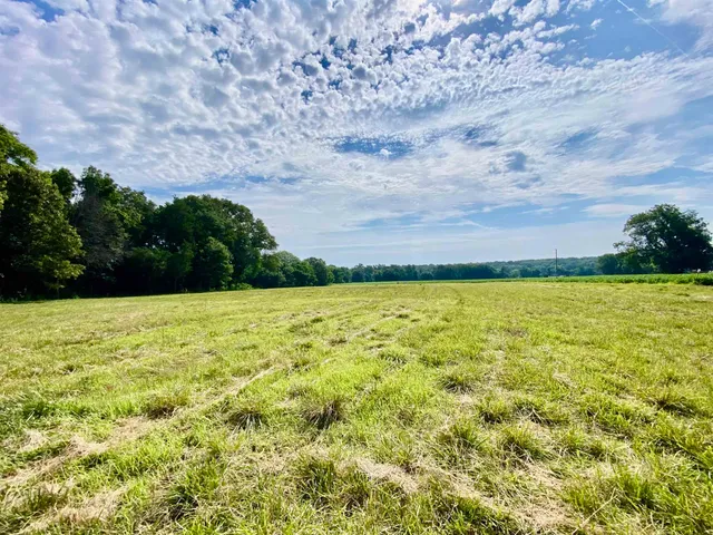 a view of a lake with a yard