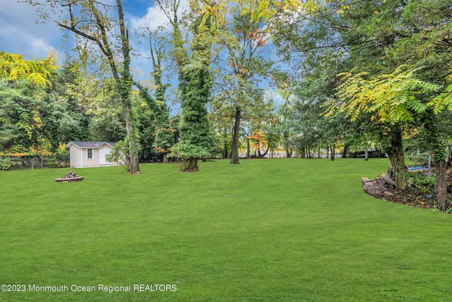 a green field with lots of trees