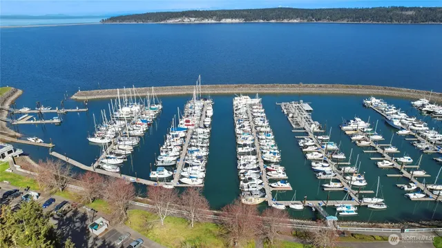 a view of a lake with a yard