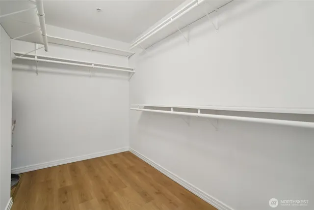 a view of an empty walk in closet