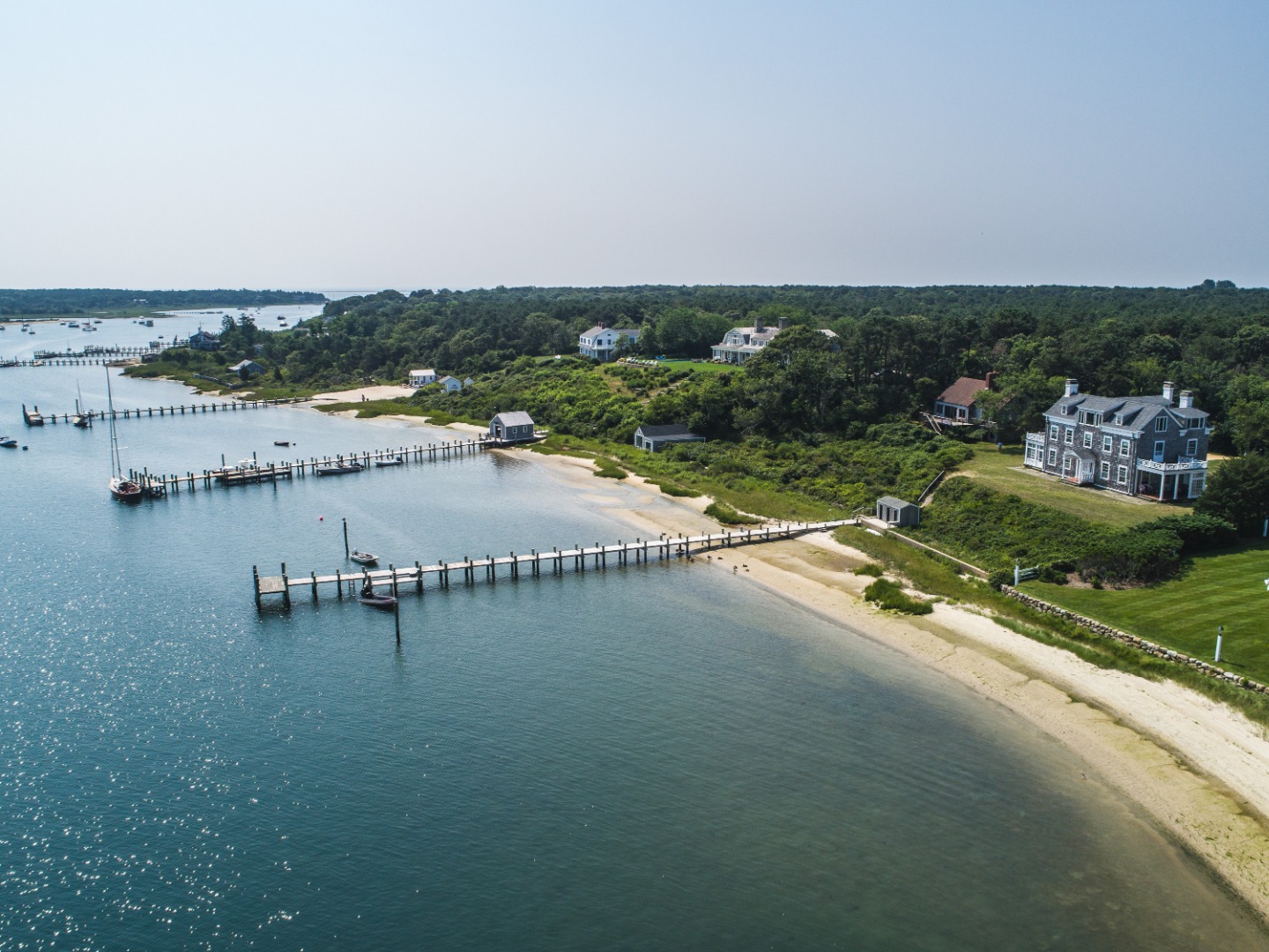 191 Katama Road Edgartown, MA 02539 - Photo 5 of 20 an aerial view of residential houses with outdoor space and lake view