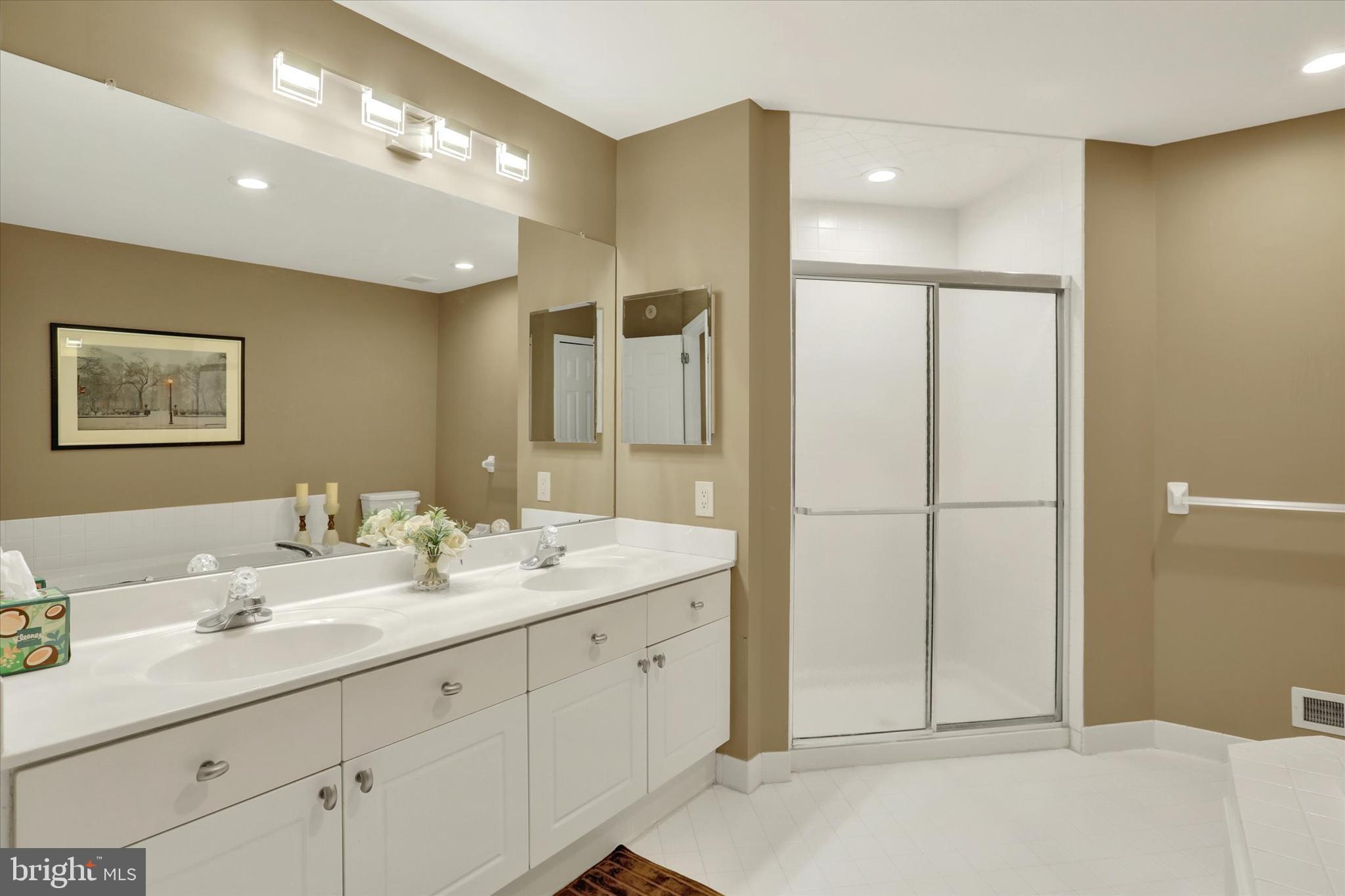 102 Julian Drive East, Unit E Warminster, PA 18974 - Photo 18 of 28 a bathroom with a double vanity sink and a mirror