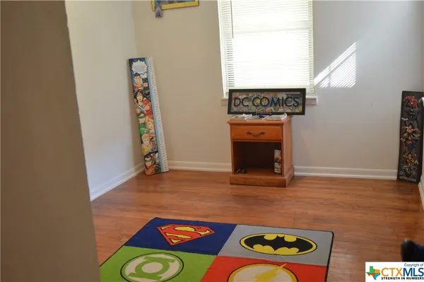 a room with a rug and a wooden floor