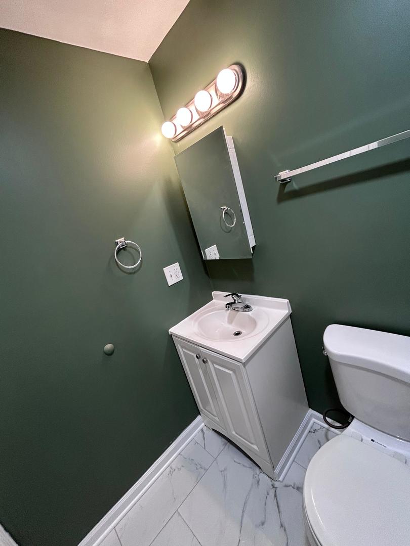 5905 South Indiana Avenue, Unit 1 Chicago, IL 60637 - Photo 11 of 13 a bathroom with a toilet sink and mirror