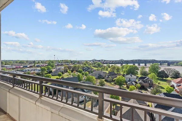 a view of a city from a balcony