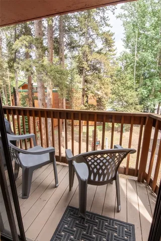 a view of a with a mountain